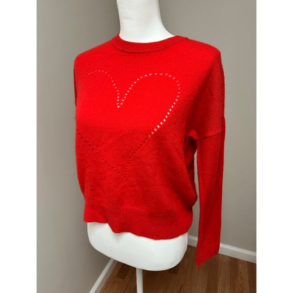 27 Miles Malibu 100% Cashmere Heart Sweater Red Size XS - Picture 3 of 9